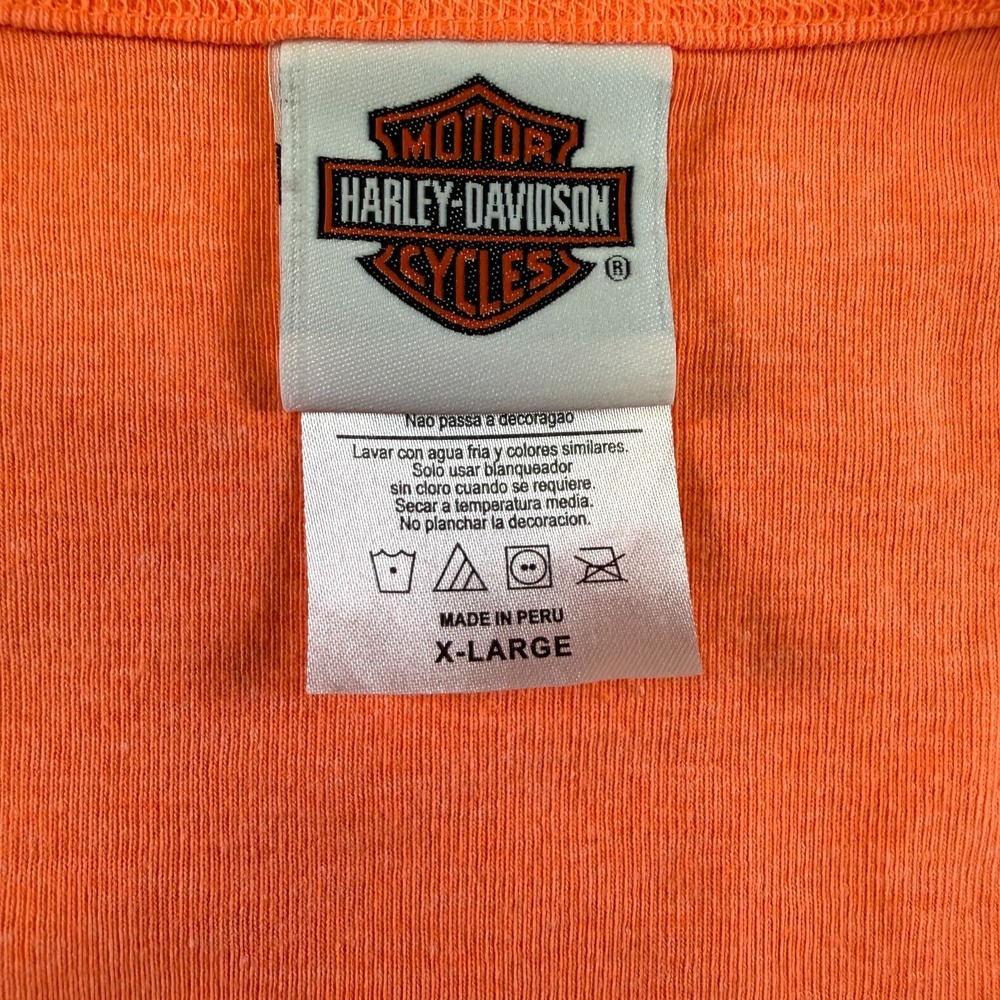 Harley Davidson Womens XL Orange Tank Top Studded Script Indianapolis Tee - Picture 2 of 4